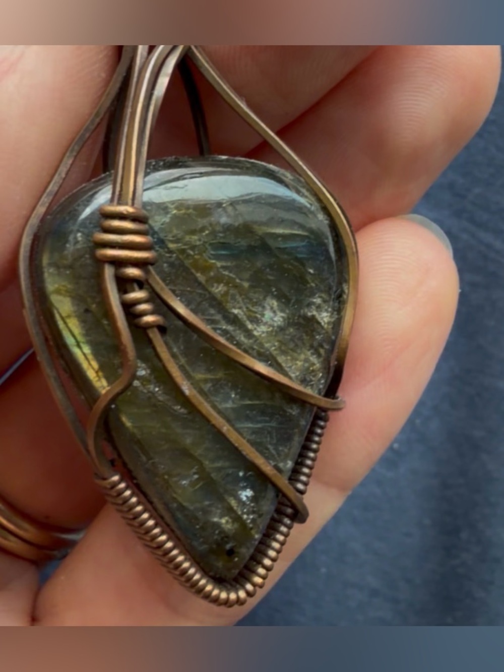 Copper Wrapped Labradorite Necklace - Picture 8 of 11